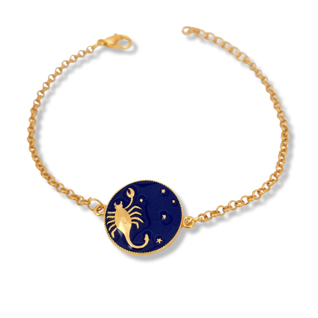 Scorpio Zodiac Astrolab Leather & Sterling Silver Bracelet | N'Damus London  | Wolf & Badger